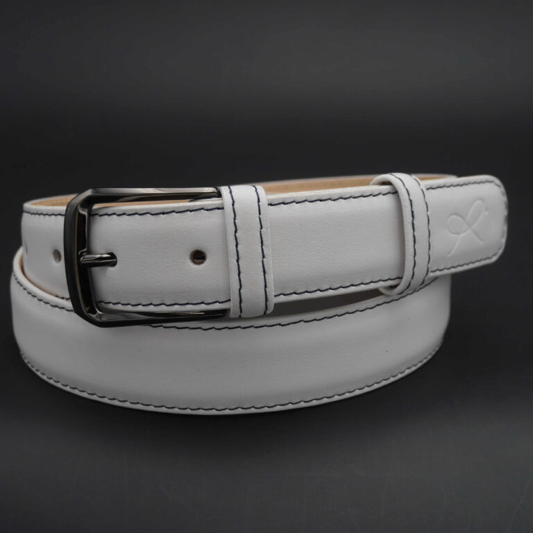 Ceinture cuir lisse largeur 3cm Choix Blanche ou Bleu marine La